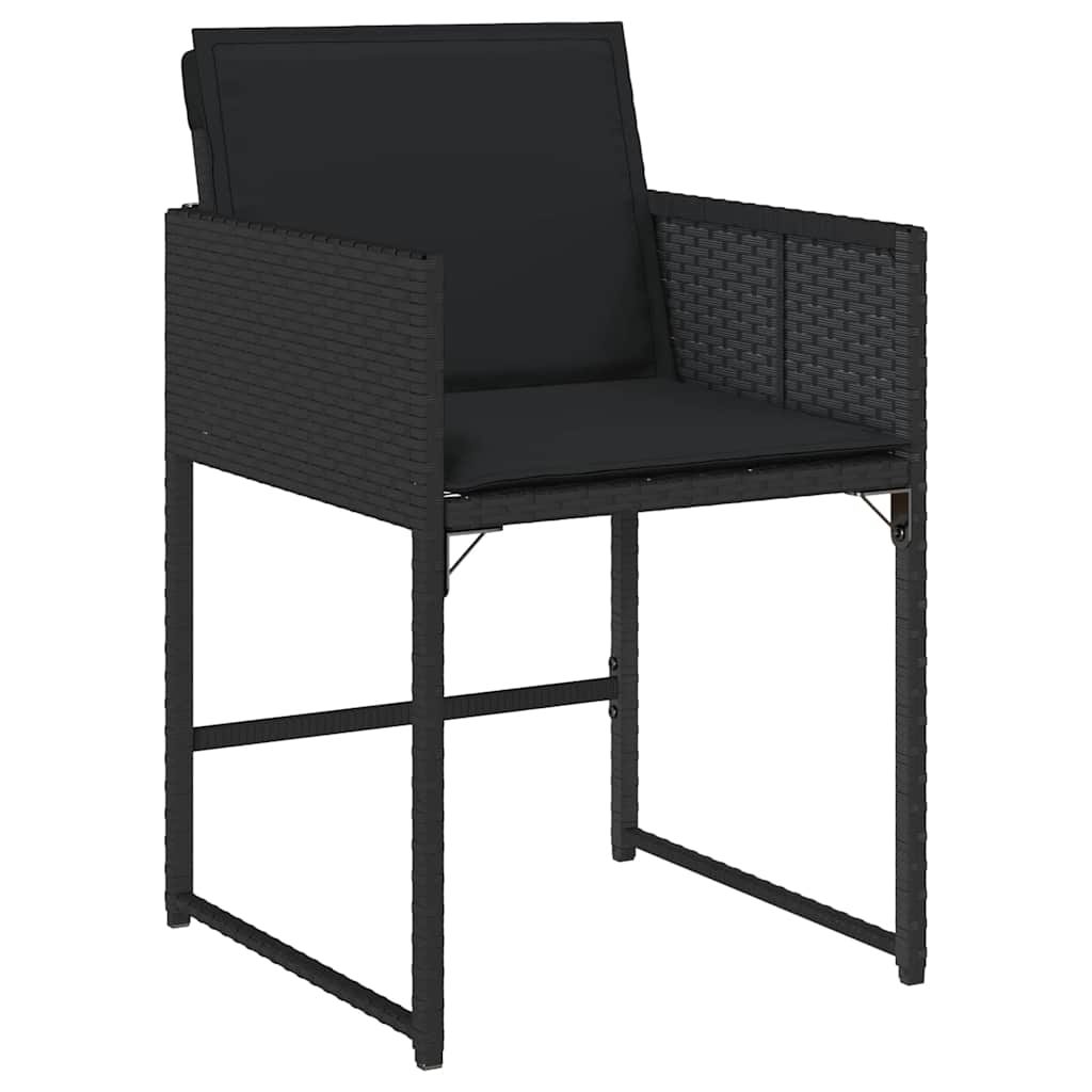Have Spisebordssæt med pude 5 pcs Sort polyrattan