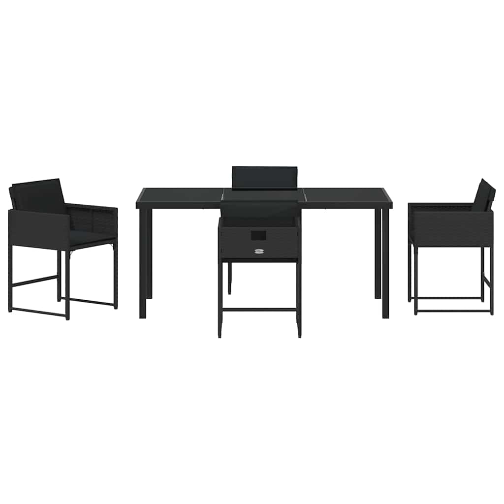 Have Spisebordssæt med pude 5 pcs Sort polyrattan