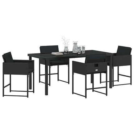 Have Spisebordssæt med pude 5 pcs Sort polyrattan