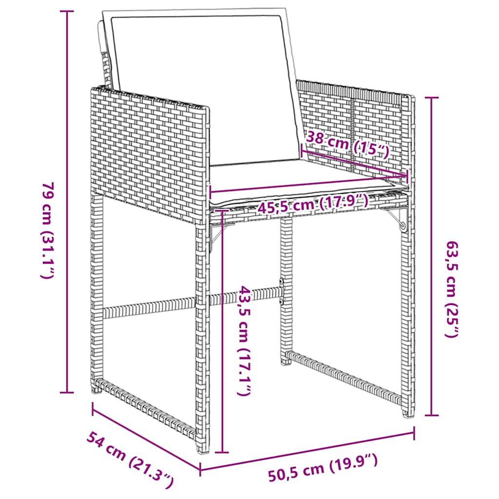Have Spisebordssæt med pude 5 pcs Sort polyrattan