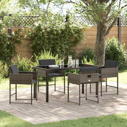 Have Spisebordssæt med pude 5 pcs Grå polyrattan