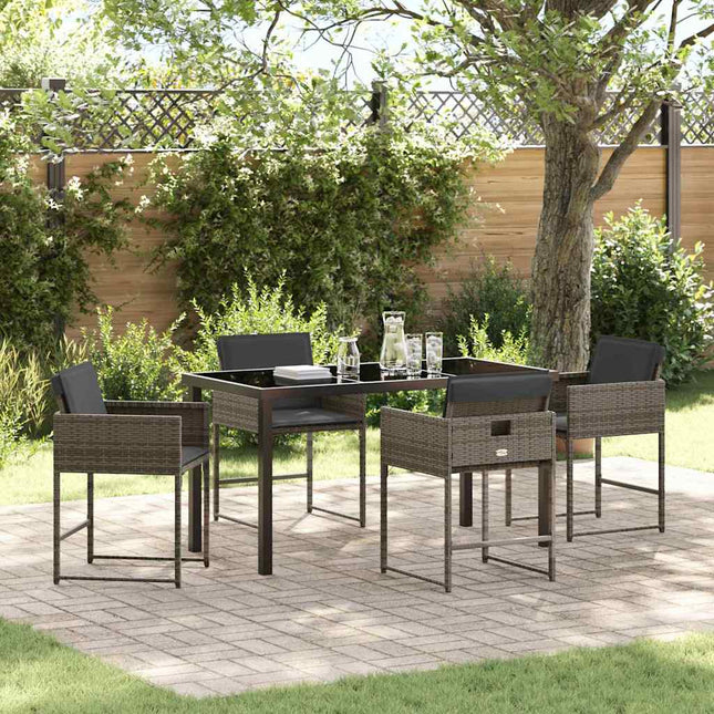 Have Spisebordssæt 5 stk. Grå polyrattan