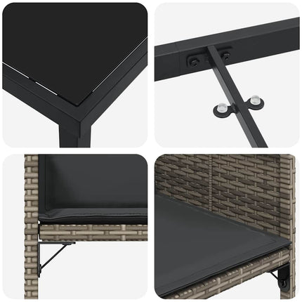 Have Spisebordssæt med pude 9 pcs Grå polyrattan