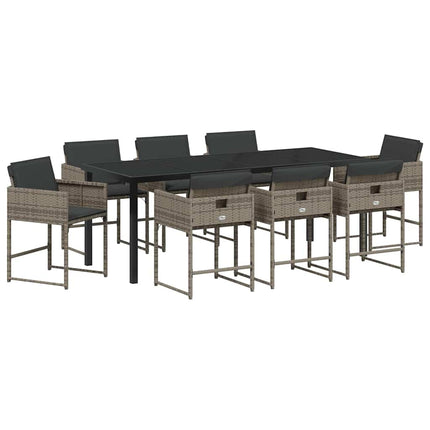 Have Spisebordssæt med pude 9 pcs Grå polyrattan