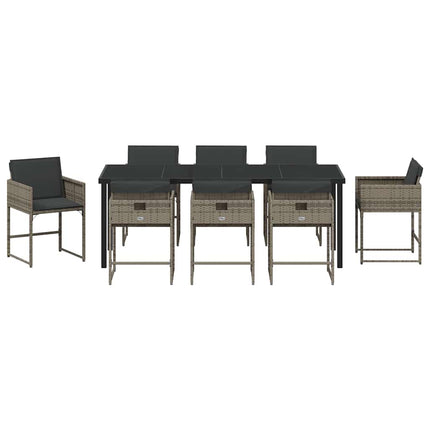 Have Spisebordssæt med pude 9 pcs Grå polyrattan
