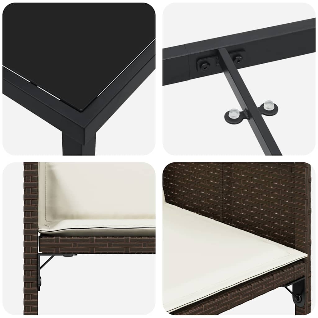 Have Spisebordssæt med pude 5 pcs Brun polyrattan
