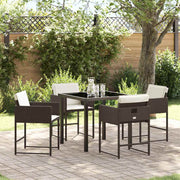Have Spisebordssæt med pude 5 pcs Brun polyrattan