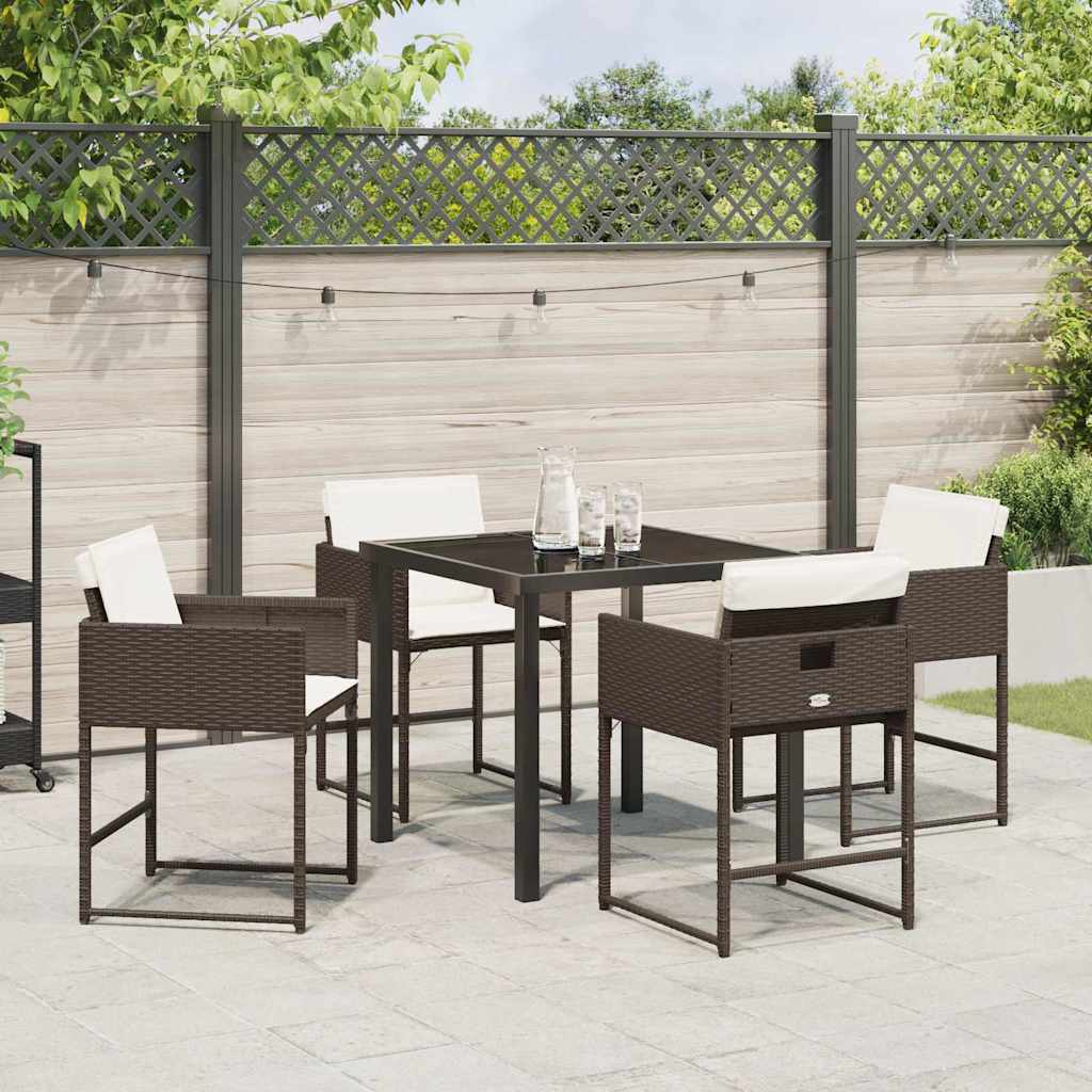 Have Spisebordssæt med pude 5 pcs Brun polyrattan