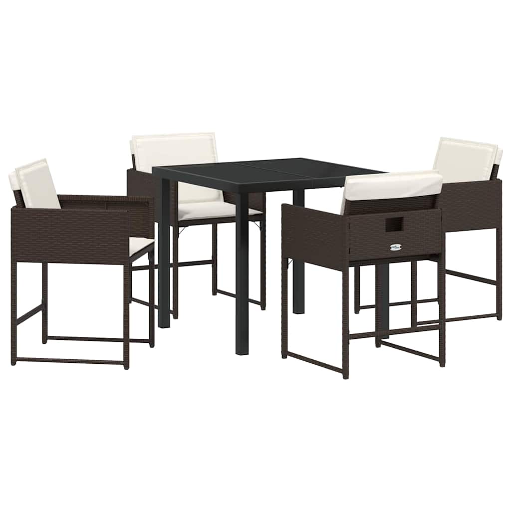 Have Spisebordssæt med pude 5 pcs Brun polyrattan