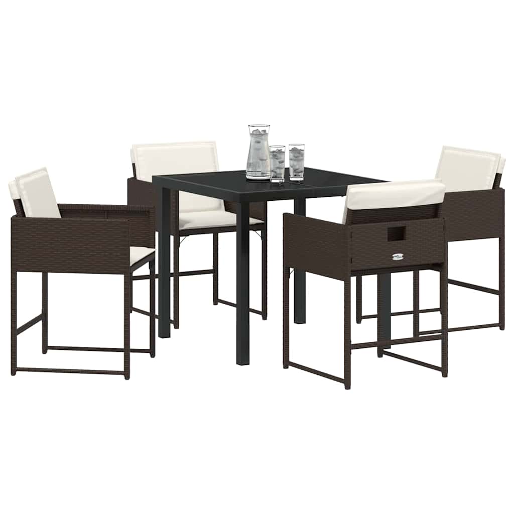 Have Spisebordssæt med pude 5 pcs Brun polyrattan