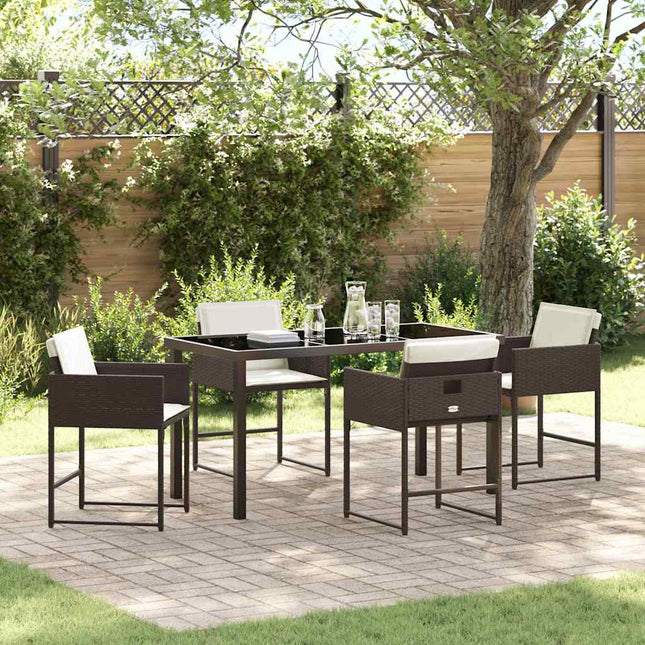 Have Spisebordssæt 5 stk. Brun polyrattan