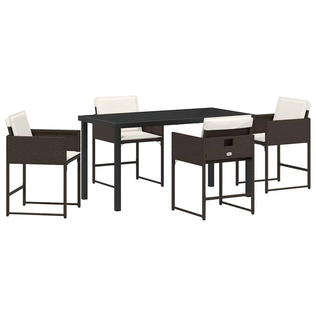 Have Spisebordssæt 5 stk. Brun polyrattan