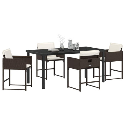Have Spisebordssæt med pude 5 pcs Brun polyrattan