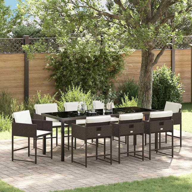 Have Spisebordssæt 9 stk. Brun polyrattan