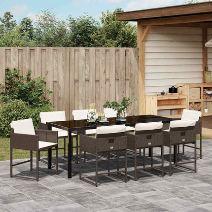 Have Spisebordssæt med pude 9 pcs Brun polyrattan