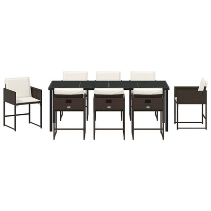 Have Spisebordssæt med pude 9 pcs Brun polyrattan