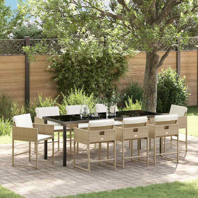 Have Spisebordssæt 9 stk. Beige polyrattan