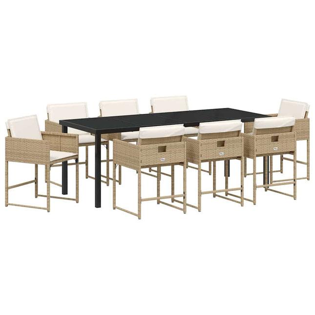 Have Spisebordssæt 9 stk. Beige polyrattan