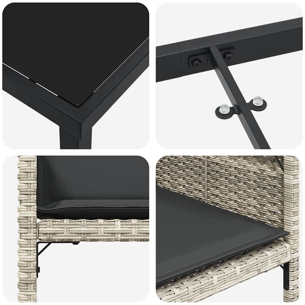 Have Spisebordssæt med pude 5 pcs Lysegrå polyrattan