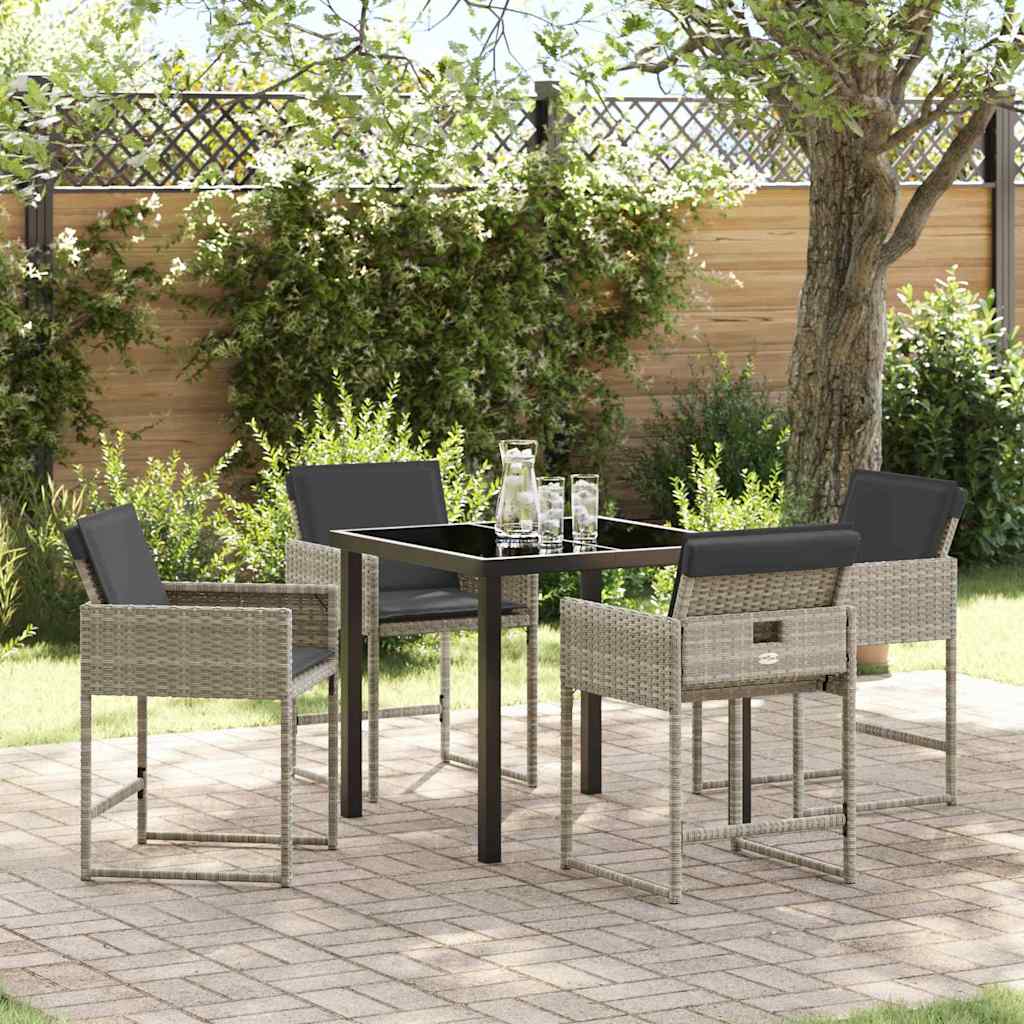 Have Spisebordssæt med pude 5 pcs Lysegrå polyrattan