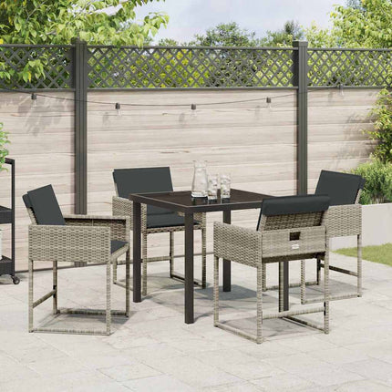 Have Spisebordssæt med pude 5 pcs Lysegrå polyrattan