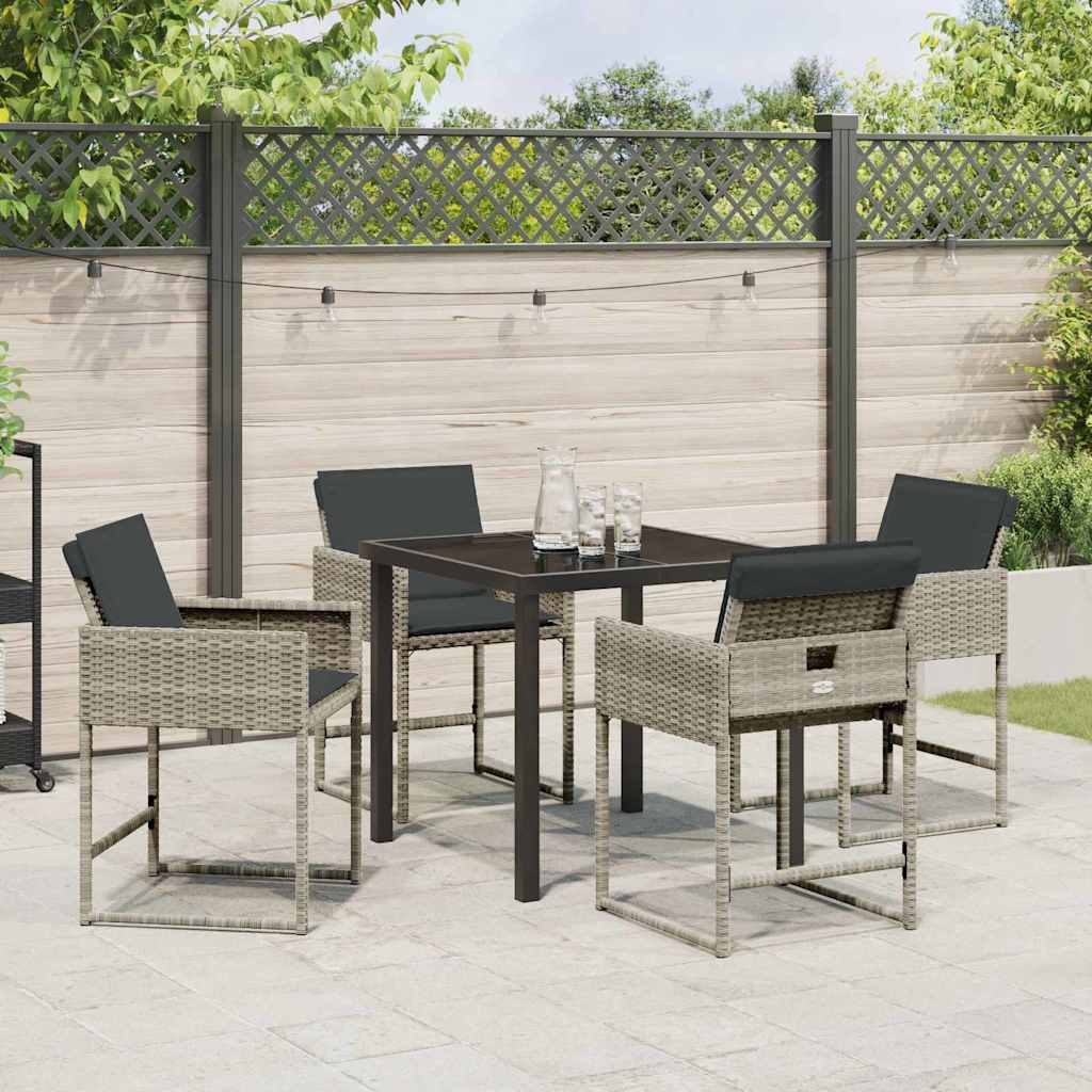 Have Spisebordssæt med pude 5 pcs Lysegrå polyrattan