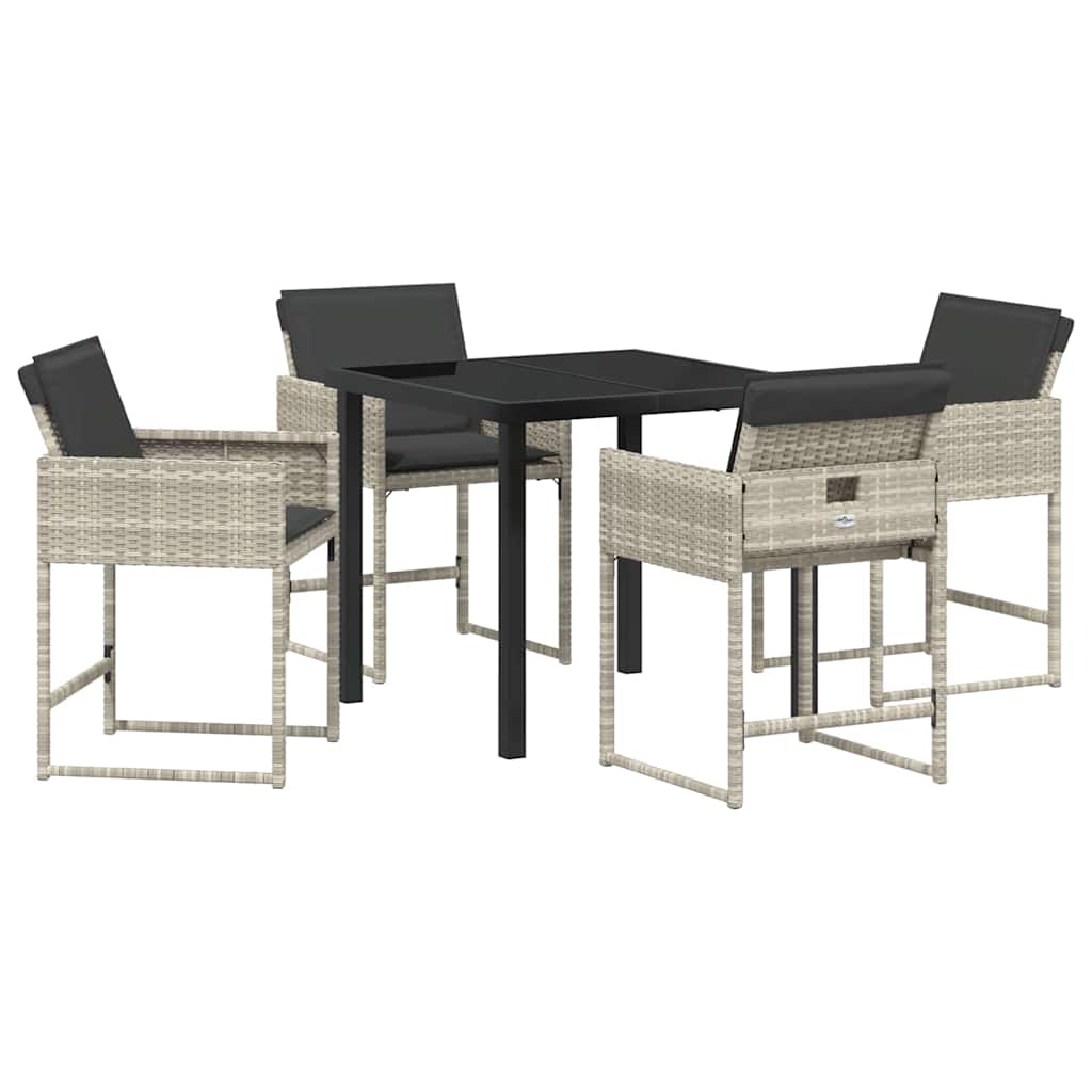 Have Spisebordssæt med pude 5 pcs Lysegrå polyrattan