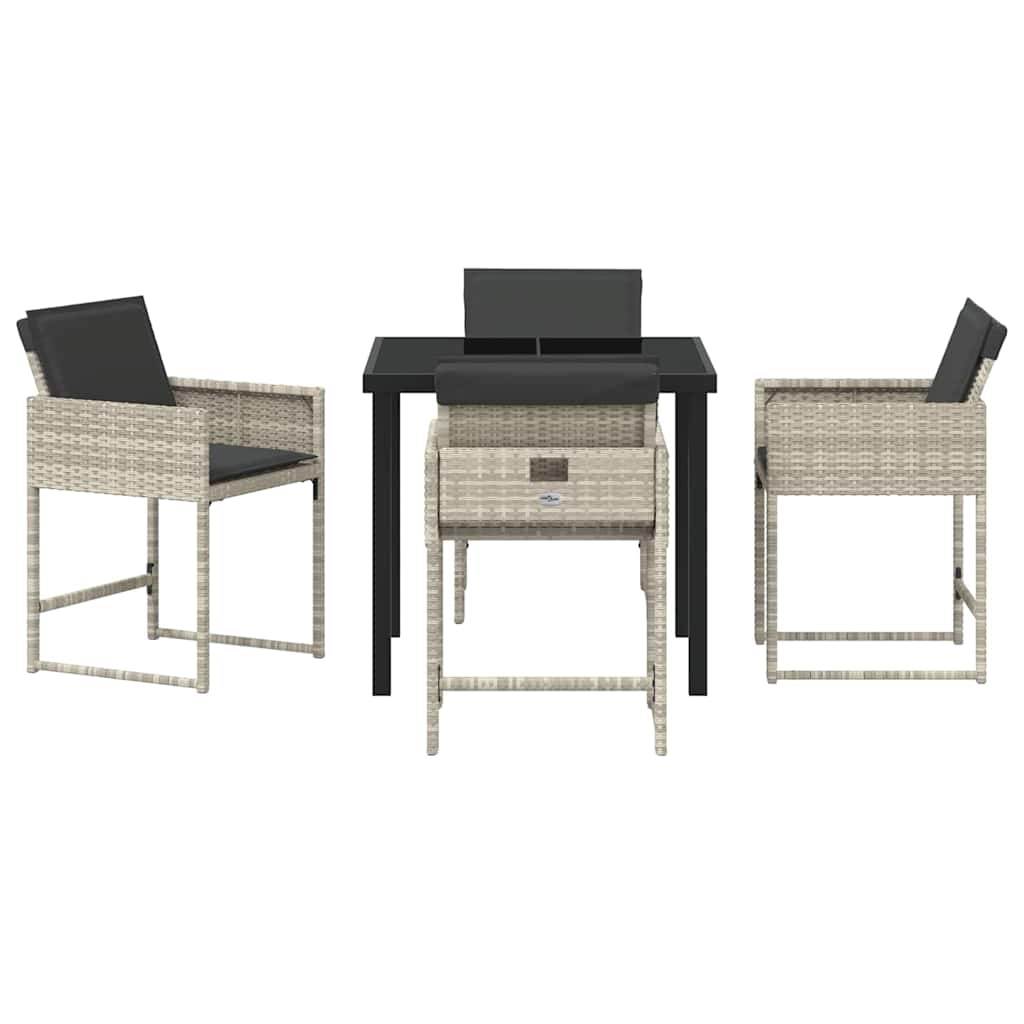 Have Spisebordssæt med pude 5 pcs Lysegrå polyrattan