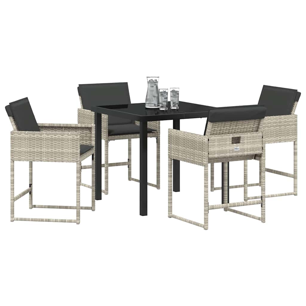 Have Spisebordssæt med pude 5 pcs Lysegrå polyrattan