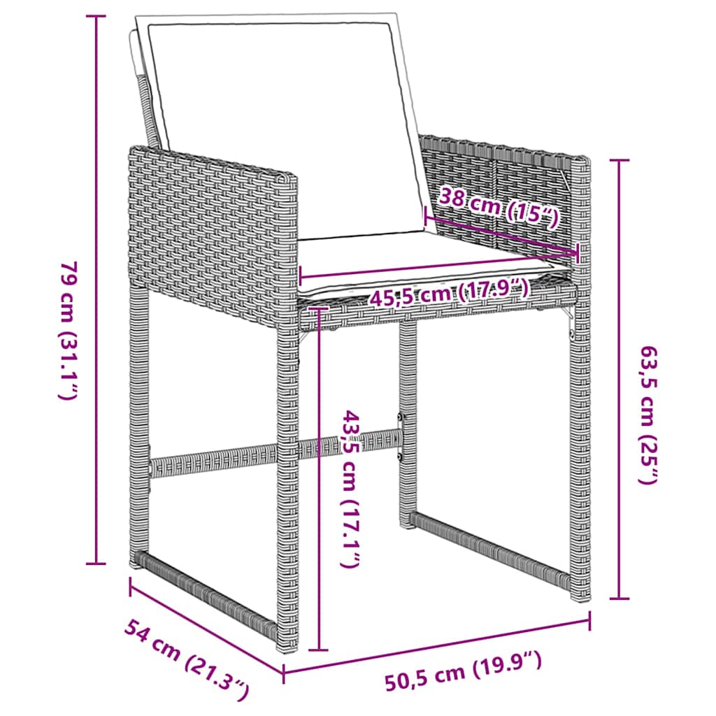Have Spisebordssæt med pude 5 pcs Lysegrå polyrattan
