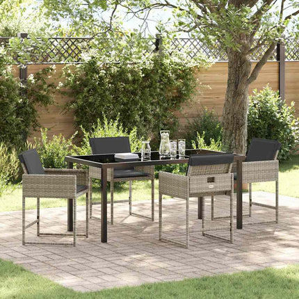 Have Spisebordssæt med pude 5 pcs Lysegrå polyrattan
