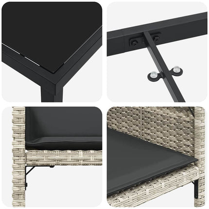 Have Spisebordssæt med pude 9 pcs Lysegrå polyrattan