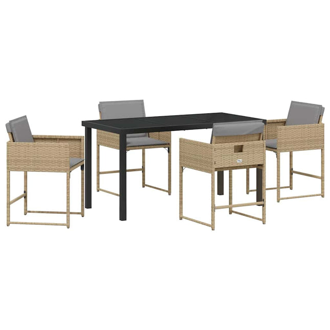 Have Spisebordssæt 5 stk. Beige polyrattan