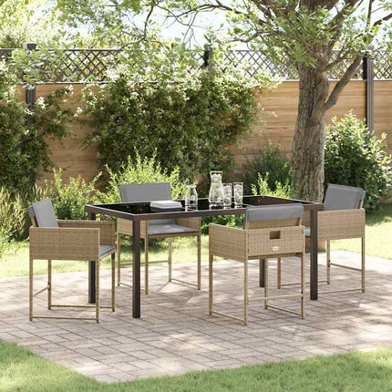 Have Spisebordssæt med pude 5 pcs Beige polyrattan
