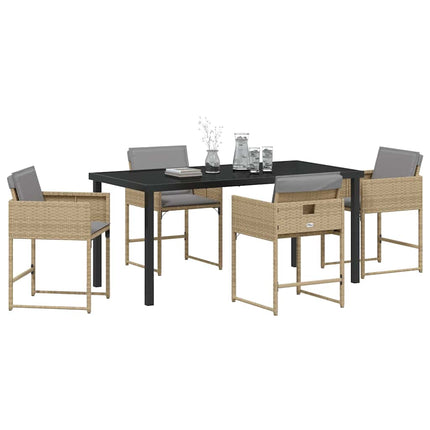 Have Spisebordssæt med pude 5 pcs Beige polyrattan