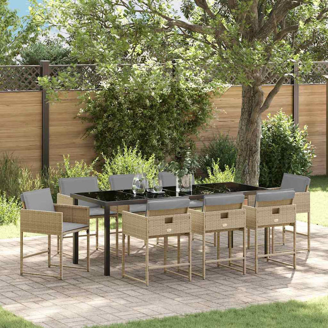 Have Spisebordssæt 9 stk. Beige polyrattan