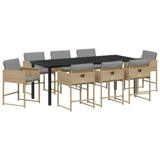 Have Spisebordssæt 9 stk. Beige polyrattan