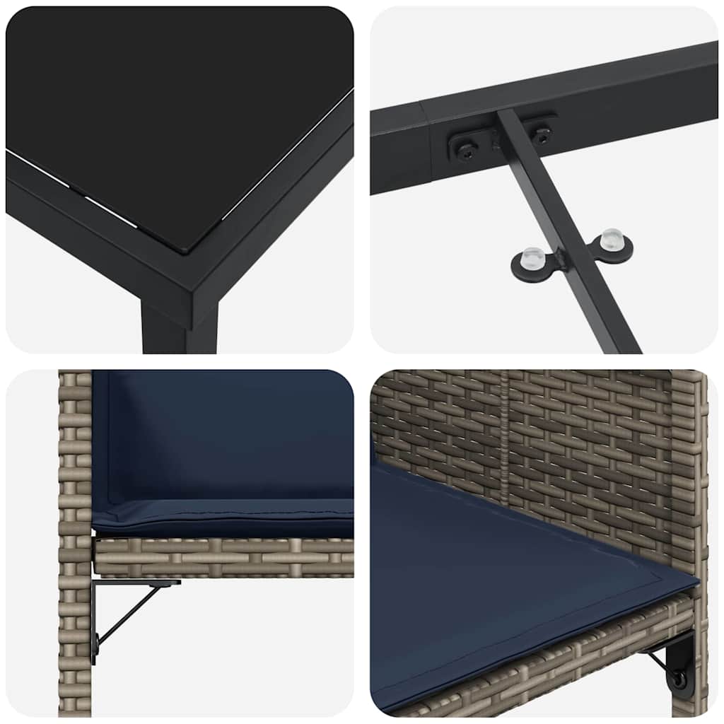 Have Spisebordssæt med pude 5 pcs Grå polyrattan