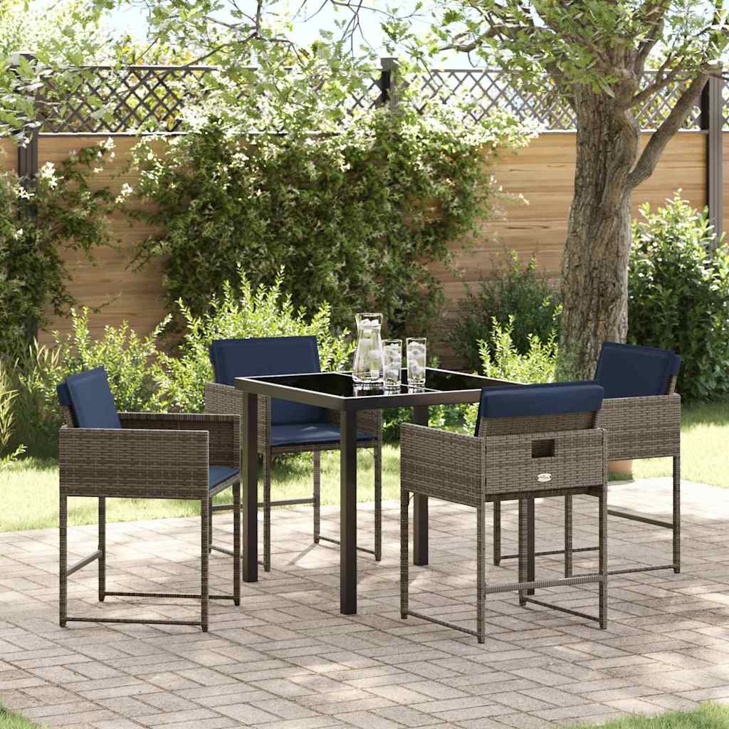 Have Spisebordssæt med pude 5 pcs Grå polyrattan