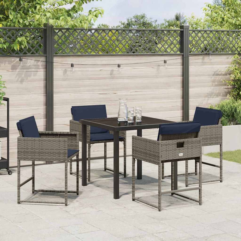 Have Spisebordssæt med pude 5 pcs Grå polyrattan