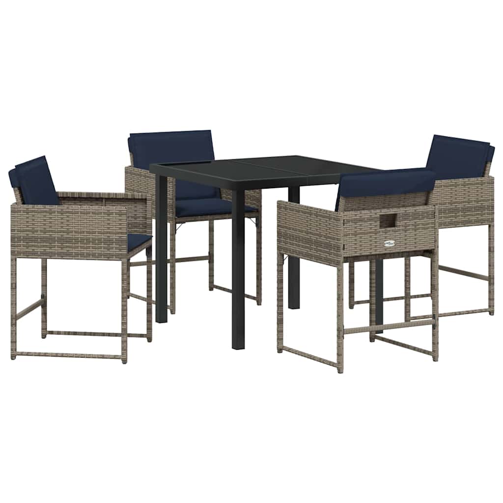 Have Spisebordssæt med pude 5 pcs Grå polyrattan