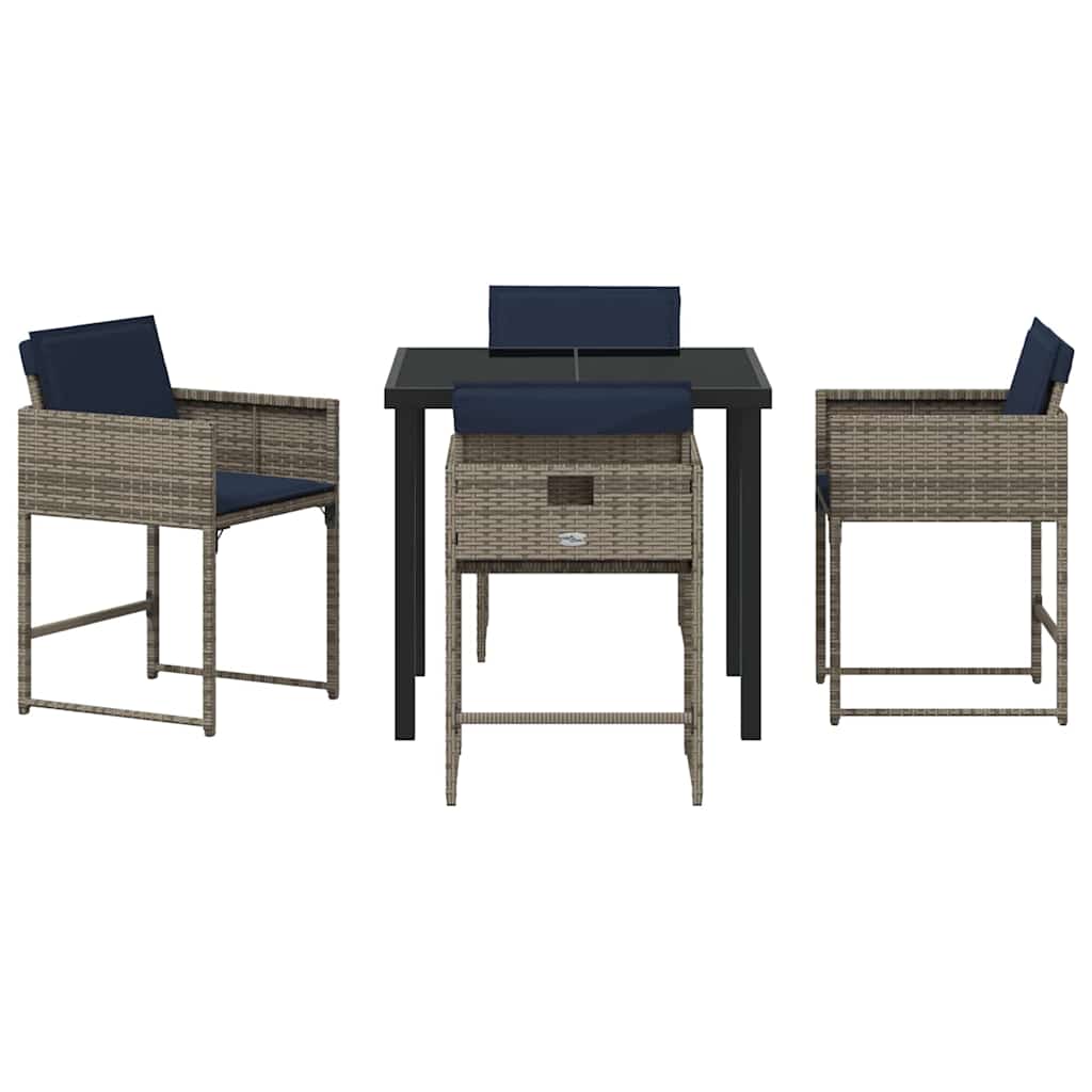 Have Spisebordssæt med pude 5 pcs Grå polyrattan