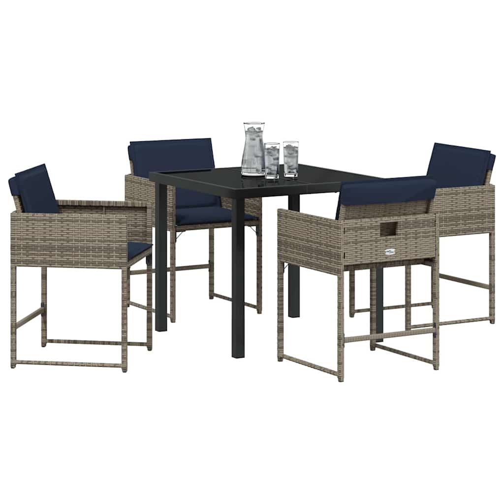 Have Spisebordssæt med pude 5 pcs Grå polyrattan