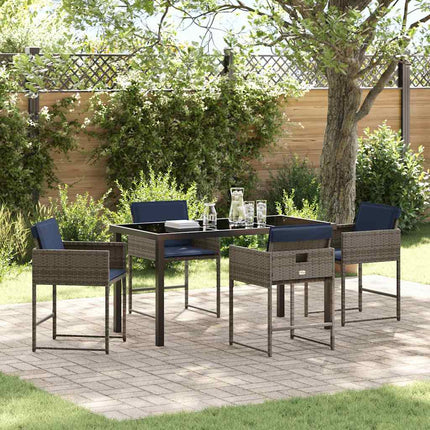 Have Spisebordssæt med pude 5 pcs Grå polyrattan