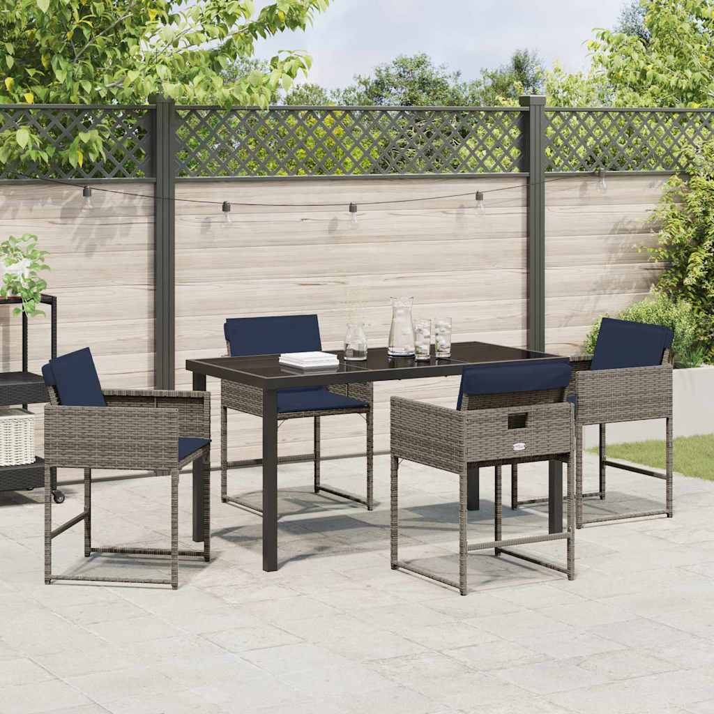 Have Spisebordssæt med pude 5 pcs Grå polyrattan