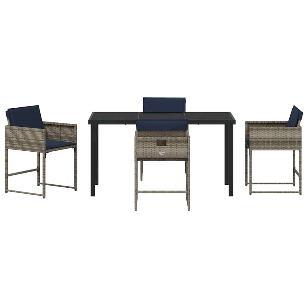 Have Spisebordssæt med pude 5 pcs Grå polyrattan