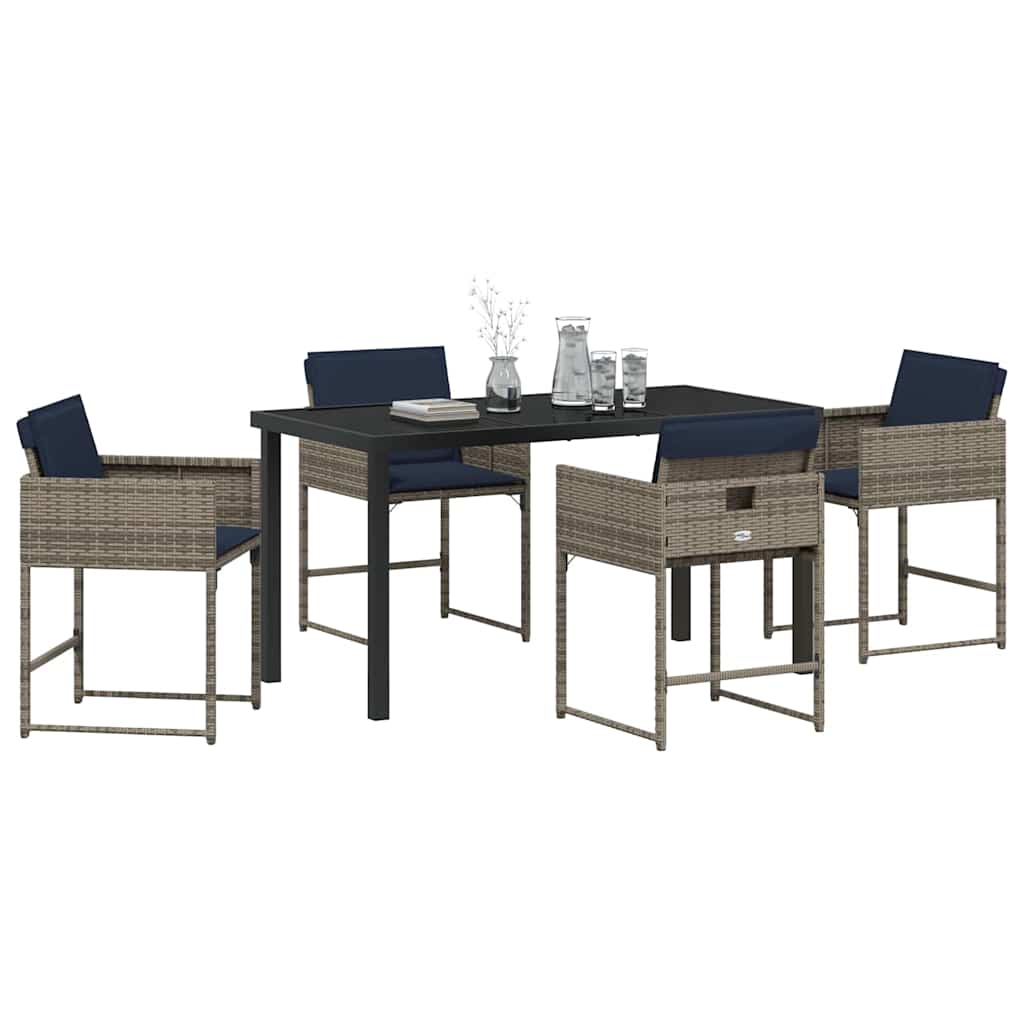 Have Spisebordssæt med pude 5 pcs Grå polyrattan