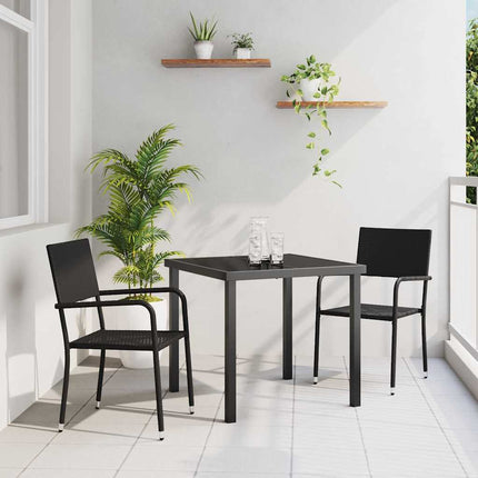 Have Spisebordssæt med pude 3 pcs Sort polyrattan