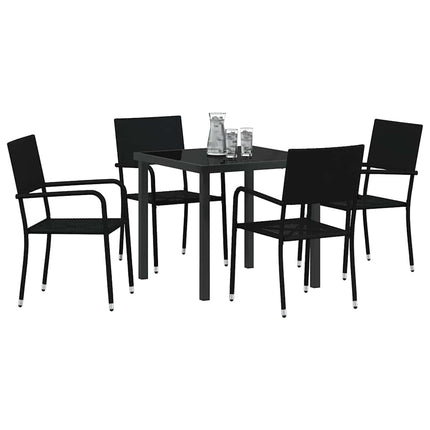 Have Spisebordssæt med pude 5 pcs Sort polyrattan