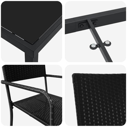 Have Spisebordssæt med pude 5 pcs Sort polyrattan